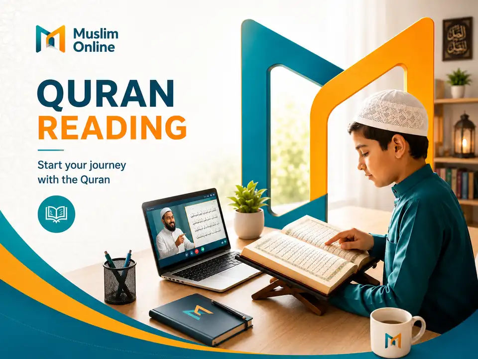 Student learning Quran and Arabic online